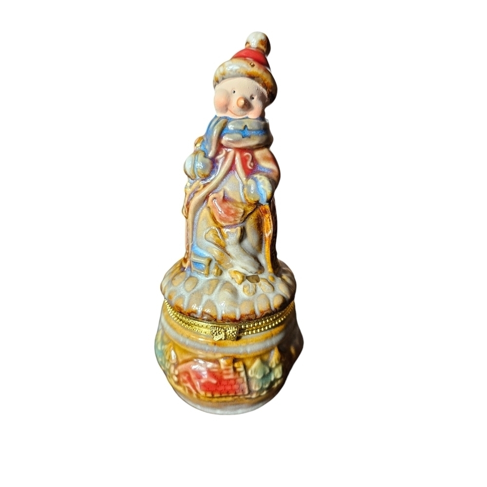 Adorable Hinged Snowman trinket box.